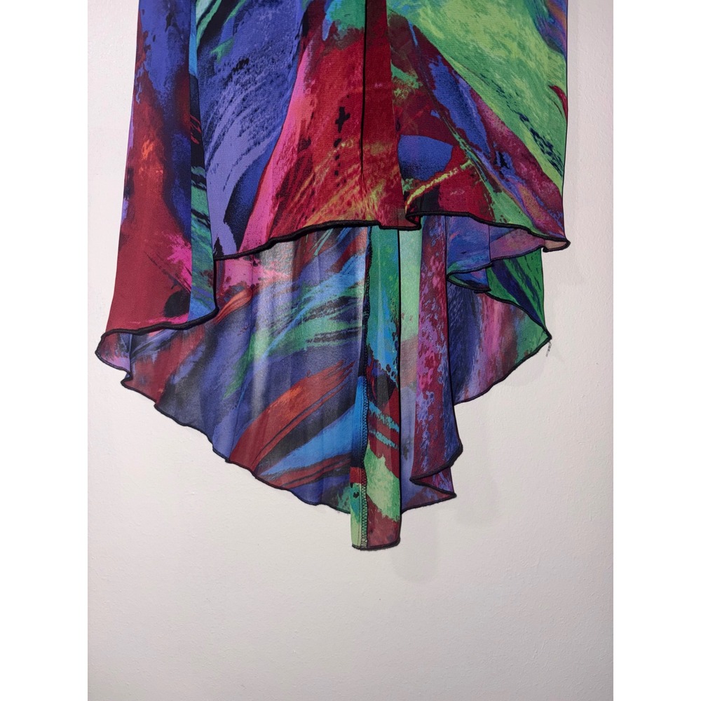 Cynthia Rowley Womens Abstract Print High Low Ruffle Dress Multi Color Size 10 - Picture 2 of 9